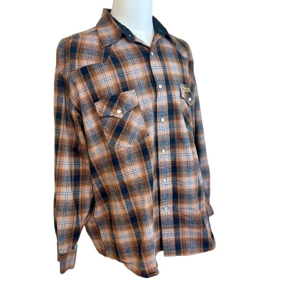 West Coast Choppers Jesse James Plaid Western‎ Snap Flannel Shirt XL Work Grunge - Picture 8 of 8